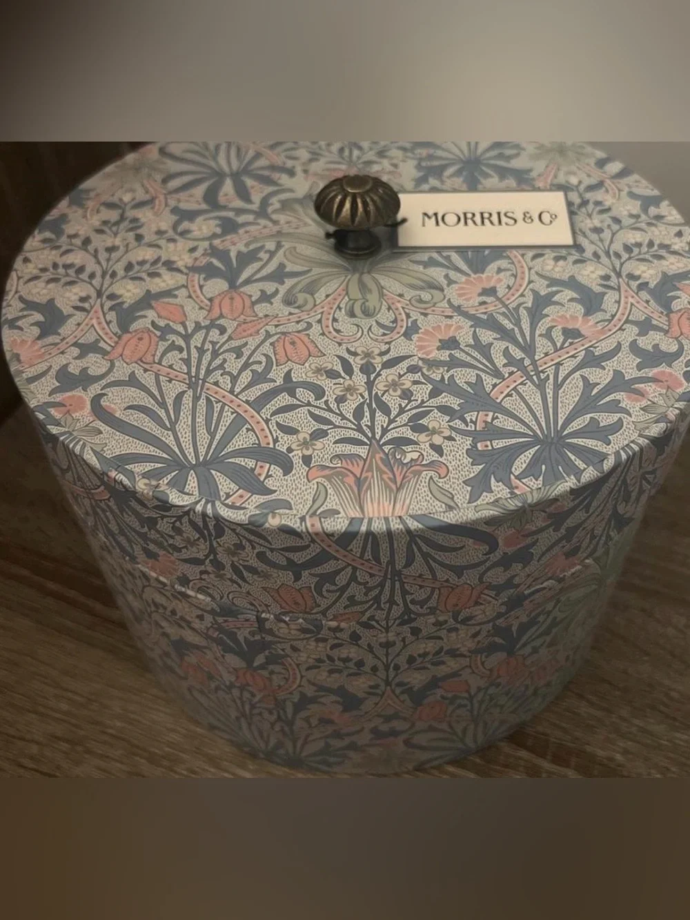 Morris & Co. Blue Floral Round Storage Box
